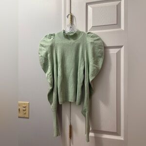 Jonathan Simkhai Drea Drape Sleeve Sweater In Mint Wool/Cashmere size XS